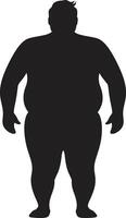 stridande fett mänsklig i 90 ord mot fetma kämpar svelte symmetri ic för fetma medvetenhet i svart vektor