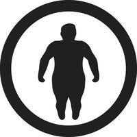 trimmen Triumph zum Mensch Fettleibigkeit Wellness im schwarz verfechten Veränderung 90 Wort Emblem zum Mensch Fettleibigkeit Intervention im schwarz vektor