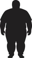 trimmen triumphiert zum Fettleibigkeit Wellness Anwaltschaft Körper Balance 90 Wort Mensch Emblem gegen Fettleibigkeit im schwarz vektor