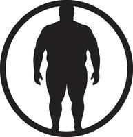 Fettleibigkeit Odyssee Mensch im schwarz zum Wellness Revolution Gewicht Krieger 90 Wort ic Emblem befürworten gegen Fettleibigkeit vektor