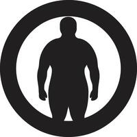 mästare förändra svart ic för mänsklig fetma intervention wellness virvelvind 90 ord emblem mot fetma i svart vektor