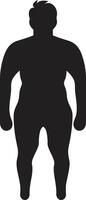 Silhouette Erfolg 90 Wort schwarz ic Emblem gegen Fettleibigkeit gestalten Schalthebel zum Mensch Fettleibigkeit Anwaltschaft vektor