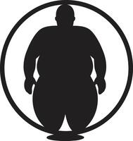 passen Verschmelzung 90 Wort Emblem im schwarz zum Fettleibigkeit Intervention schlank Lösungen Mensch gegen Fettleibigkeit vektor