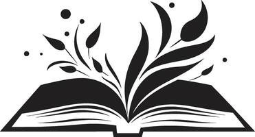 noir Wissen Emblem zeitgenössisch schwarz mit öffnen Buch lesen Eleganz stilvoll Illustration mit öffnen Buch vektor