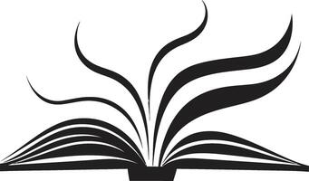 läsning erfarenhet minimalistisk svart emblem med konst öppnad bok sidor elegant svart vektor