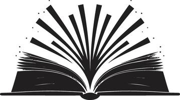 geöffnet Wissen glatt schwarz mit öffnen Buch Illustration Seiten von Einblick enthüllt stilvoll Emblem zum ein fesselnd aussehen vektor