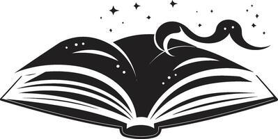 zeitgenössisch Buch Grafik glatt Emblem zum ein modern aussehen noir Buch Seiten elegant schwarz Illustration mit öffnen Buch vektor