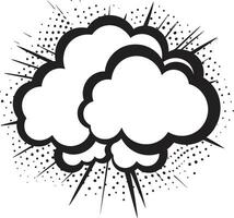 ord sagoland popkonst Tal moln emblem i svart virvelvind ord dynamisk svart komisk bubbla vektor