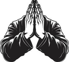 heilig Silhouette einfarbig beten Hände im 80 Wörter betend Positivität beten Hände schwarz scheint vektor