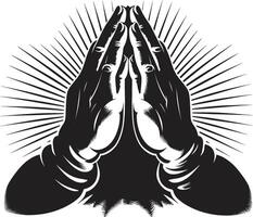 händer av tro bön- i svartvit majestät helig gest bön- händer svart i 80 ord vektor