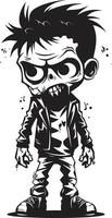 kuslig totem skräck svart för skrämmande zombie unge emblem rädd spädbarn svart ic zombie unge i elegant vektor