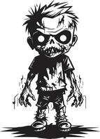 erschreckend Kleinkinder schwarz zum unheimlich Zombie Kind Emblem Untote wenig Einsen ic schwarz Zombie Kind im elegant vektor