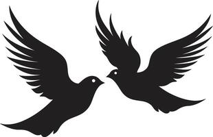 Liebe im Flug von ein Taube Paar paradiesisch Umarmung Taube Paar Element vektor