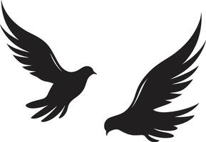 geflügelt Einheit Taube Paar Emblem liebt Flug Pfad Emblem von ein Taube Paar vektor
