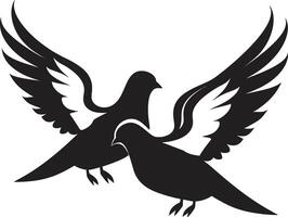Paar von Frieden von ein Taube Paar Flügel von Einheit Taube Paar Emblem vektor