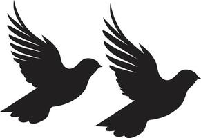Serenade im Flug Emblem von ein Taube Paar geflügelt Einheit Taube Paar Emblem vektor
