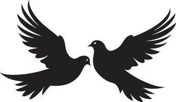 geflügelt flüstert Emblem von ein Taube Paar Liebe im Flug Taube Paar Element vektor