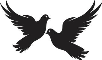 paradiesisch Harmonie von ein Taube Paar friedlich Partner Taube Paar Emblem vektor