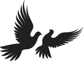 Harmonie im Bewegung Emblem von ein Taube Paar geflügelt Einheit Taube Paar vektor