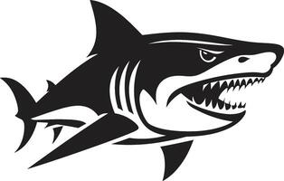 unter Wasser Dominanz schwarz ic Hai im Raubtiere Gegenwart schwarz Hai Emblem vektor