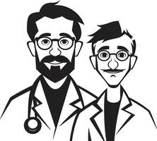 Empathie illustriert Ärzte Verbindung mit Patienten repräsentiert im schwarz ic Heilung Harmonie Ärzte Synergie mit Patienten illustriert im schwarz vektor