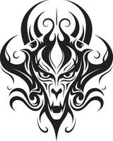 demonisk dekret olycksbådande djävulshuvud symbol mörk herravälde djävulshuvud tatuering i ebenholts vektor