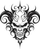 skuggad suveränitet djävulshuvud tatuering i ebenholts infernalisk insignier svart djävulshuvud vektor