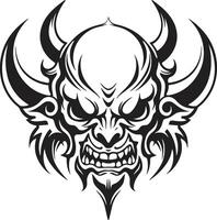 syndig stämpel svart djävulshuvud demonisk dekal djävulshuvud tatuering symbol vektor