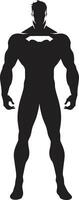 Mitternacht Wächter männlich Held Silhouette noir Rächer voll Körper Held Emblem vektor