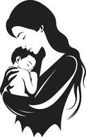 himmlisch Verbindung Mutter und Baby strahlend Bindung Emblem von Mutter halten Säugling vektor