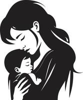 unendlich Liebe Schleife von Mutter halten Baby Harmonie im Waffen emblematisch Element zum Mutter und Kind vektor