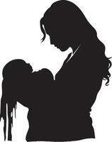 förälskelser omfamning med mor innehav spädbarn anbud harmoni av moderskap vektor