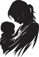 Pflege Liebe von Mutter halten Säugling Familie Harmonie emblematisch Element zum Mutter und Baby vektor