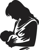 moderlig lugn symbolisk med mor och bebis vaggad kärlek av mor innehav bebis vektor
