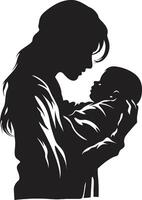 kostbar Momente emblematisch Element von Mutterschaft mütterlicherseits Eleganz von Mutter halten Neugeborene vektor