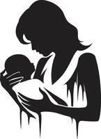 förälskelser omfamning med mor innehav spädbarn anbud harmoni av moderskap vektor