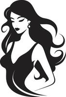 chic silhuetter kvinnors ansikte emblem för mode elegant väsen symbolisk för skönhet i kvinnors ansikte vektor