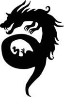 svart silhuett av kinesisk drake. symbol av kinesisk ny år 2024 vektor