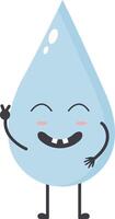 süß Wasser fallen Charakter mit glücklich und Lächeln Stimmung. isoliert Symbol vektor