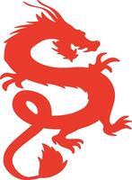 rot Chinesisch Drachen Silhouette mit eben Design und Formen. Chinesisch Tierkreis auf 2024 Chinesisch Neu Jahr vektor