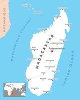 Madagaskar politisch Karte und Hauptstadt Antananarivo mit National Grenzen und wichtig Städte vektor