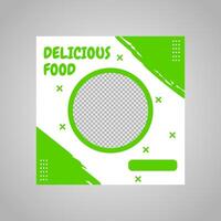 grön och vit social media posta design för restaurang, mat och dryck befordran. vektor