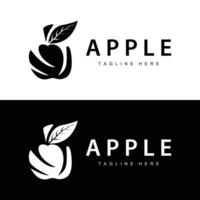 äpple logotyp, färsk röd frukt, design mall vektor