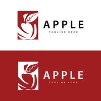 äpple logotyp, färsk röd frukt, design mall vektor