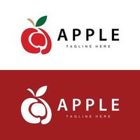 äpple logotyp, färsk röd frukt, design mall vektor
