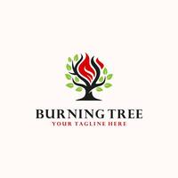 brinnande träd logotyp illustration vektor