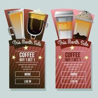 dryck försäljning kampanj baner vertikal ta bort kaffe vektor