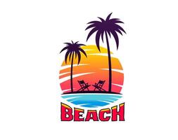 tropisch Paradies Erholungsort, Sommer- Strand Palmen Symbol vektor