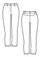 kvinnors Kläder jeans. mallar i främre och tillbaka för mode design. vektor