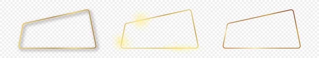 Gold glühend gerundet Trapez gestalten Rahmen vektor
